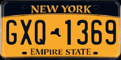 NY license plate GXQ1369