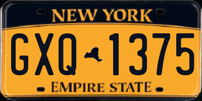 NY license plate GXQ1375