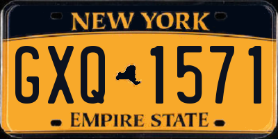 NY license plate GXQ1571