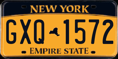 NY license plate GXQ1572