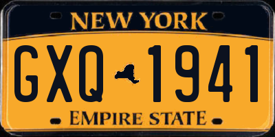 NY license plate GXQ1941