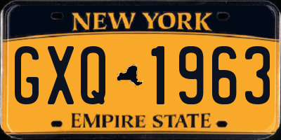 NY license plate GXQ1963