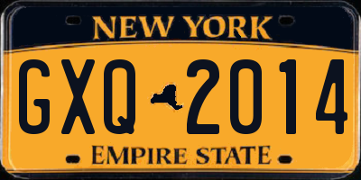 NY license plate GXQ2014