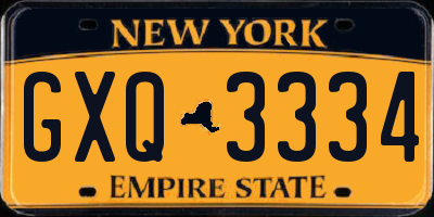 NY license plate GXQ3334
