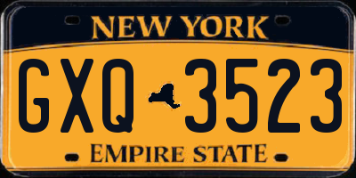 NY license plate GXQ3523