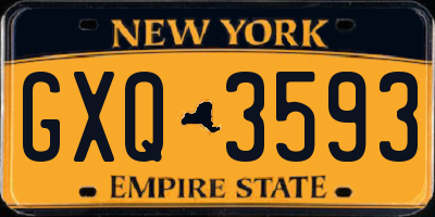 NY license plate GXQ3593