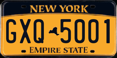 NY license plate GXQ5001