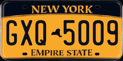 NY license plate GXQ5009