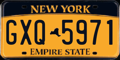 NY license plate GXQ5971