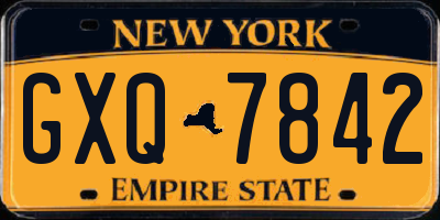 NY license plate GXQ7842