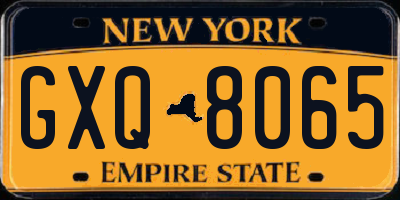 NY license plate GXQ8065