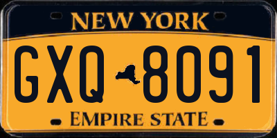 NY license plate GXQ8091