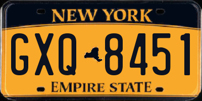 NY license plate GXQ8451