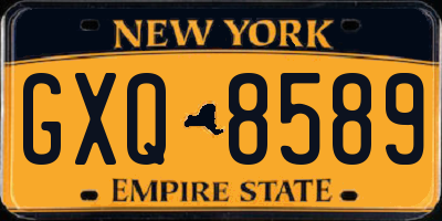 NY license plate GXQ8589