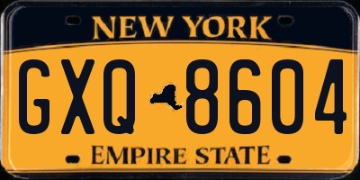 NY license plate GXQ8604