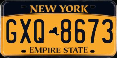 NY license plate GXQ8673
