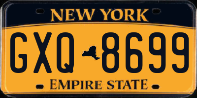 NY license plate GXQ8699