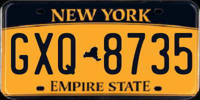 NY license plate GXQ8735