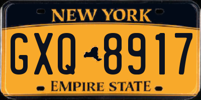 NY license plate GXQ8917