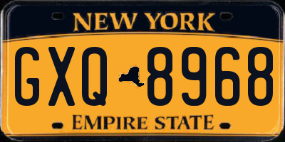NY license plate GXQ8968