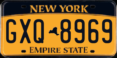 NY license plate GXQ8969