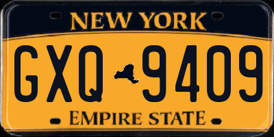 NY license plate GXQ9409