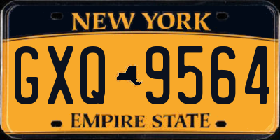 NY license plate GXQ9564