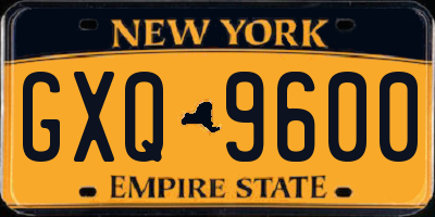 NY license plate GXQ9600
