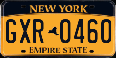 NY license plate GXR0460