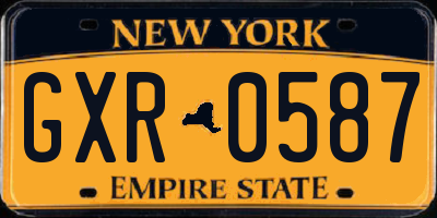 NY license plate GXR0587