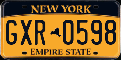 NY license plate GXR0598