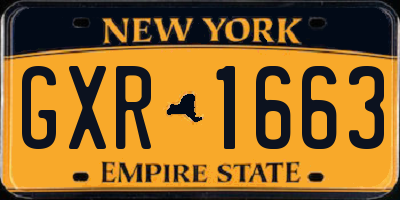 NY license plate GXR1663