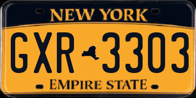 NY license plate GXR3303