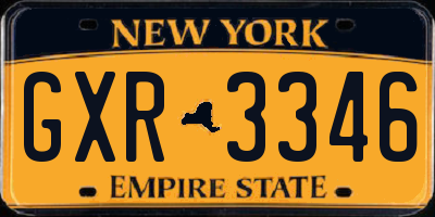 NY license plate GXR3346