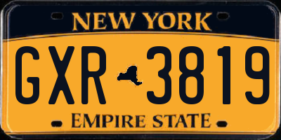 NY license plate GXR3819