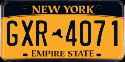 NY license plate GXR4071