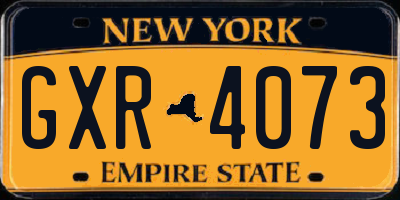 NY license plate GXR4073