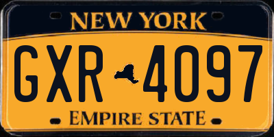 NY license plate GXR4097