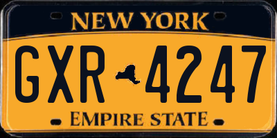 NY license plate GXR4247