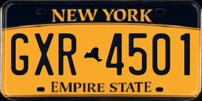 NY license plate GXR4501