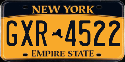 NY license plate GXR4522