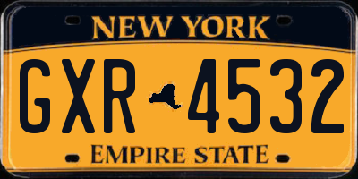 NY license plate GXR4532
