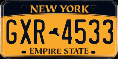 NY license plate GXR4533