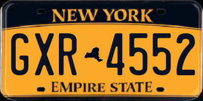 NY license plate GXR4552