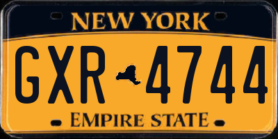 NY license plate GXR4744