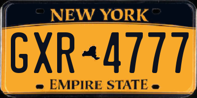 NY license plate GXR4777