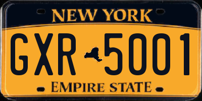 NY license plate GXR5001