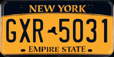 NY license plate GXR5031
