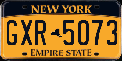 NY license plate GXR5073