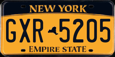 NY license plate GXR5205